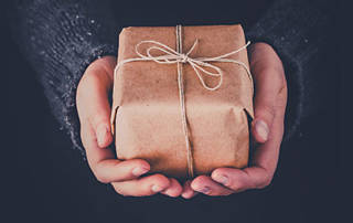 Hands presenting a gift